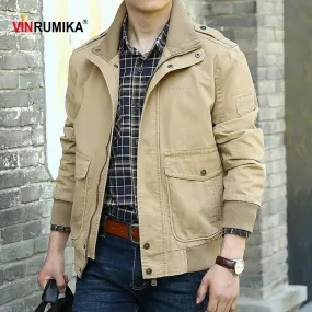 2022 Spring Autumn Men'S Europe Military Quality Casual Style Khaki Jacket Army Green Coat Man 100%