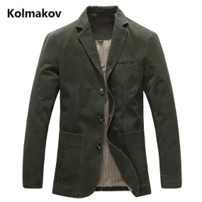 2022 Spring Men 100% Cotton Casual Blazer Men'S Military Jacket Blazers Mens Suit Coat Male Blazer M