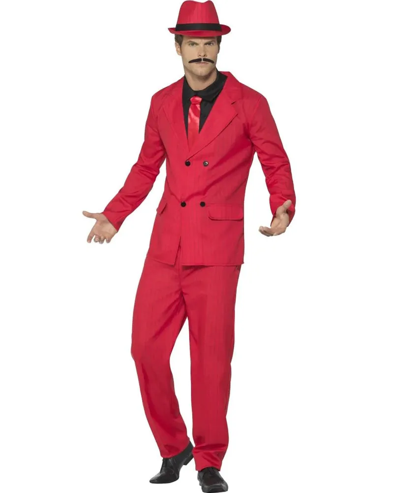 20s Zoot Suit Red Gangster Mens Costume