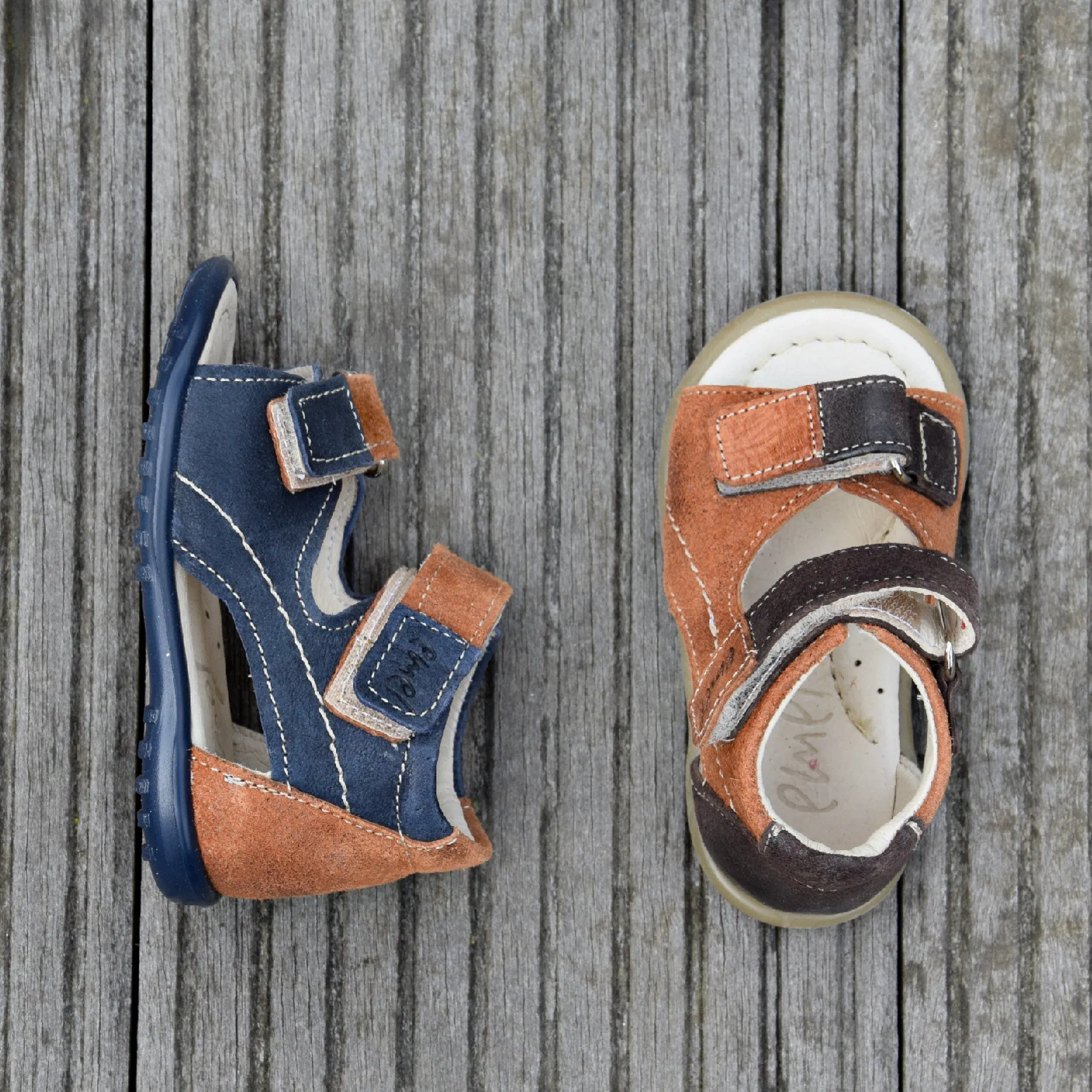 (2435-3) Emel Navy Brown sandals