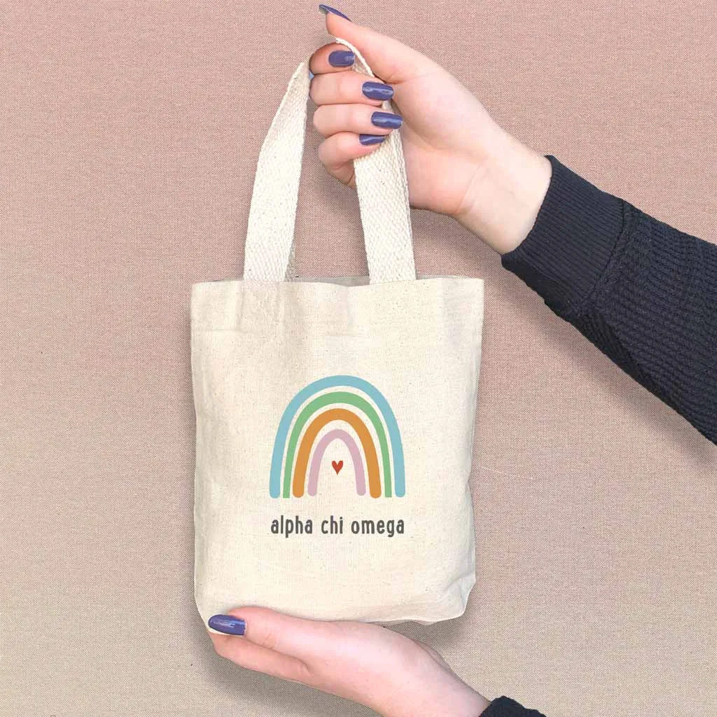 Alpha Chi Omega Sorority Rainbow Mini Tote Gift Bag