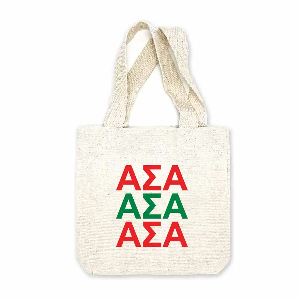 Alpha Sigma Alpha Sorority Greek Letters Mini Tote Gift Bag