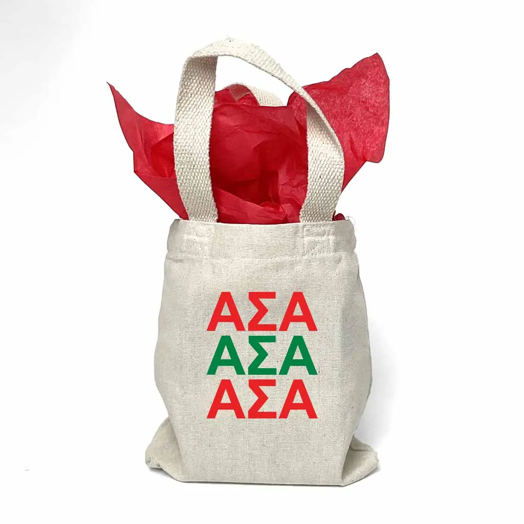 Alpha Sigma Alpha Sorority Greek Letters Mini Tote Gift Bag