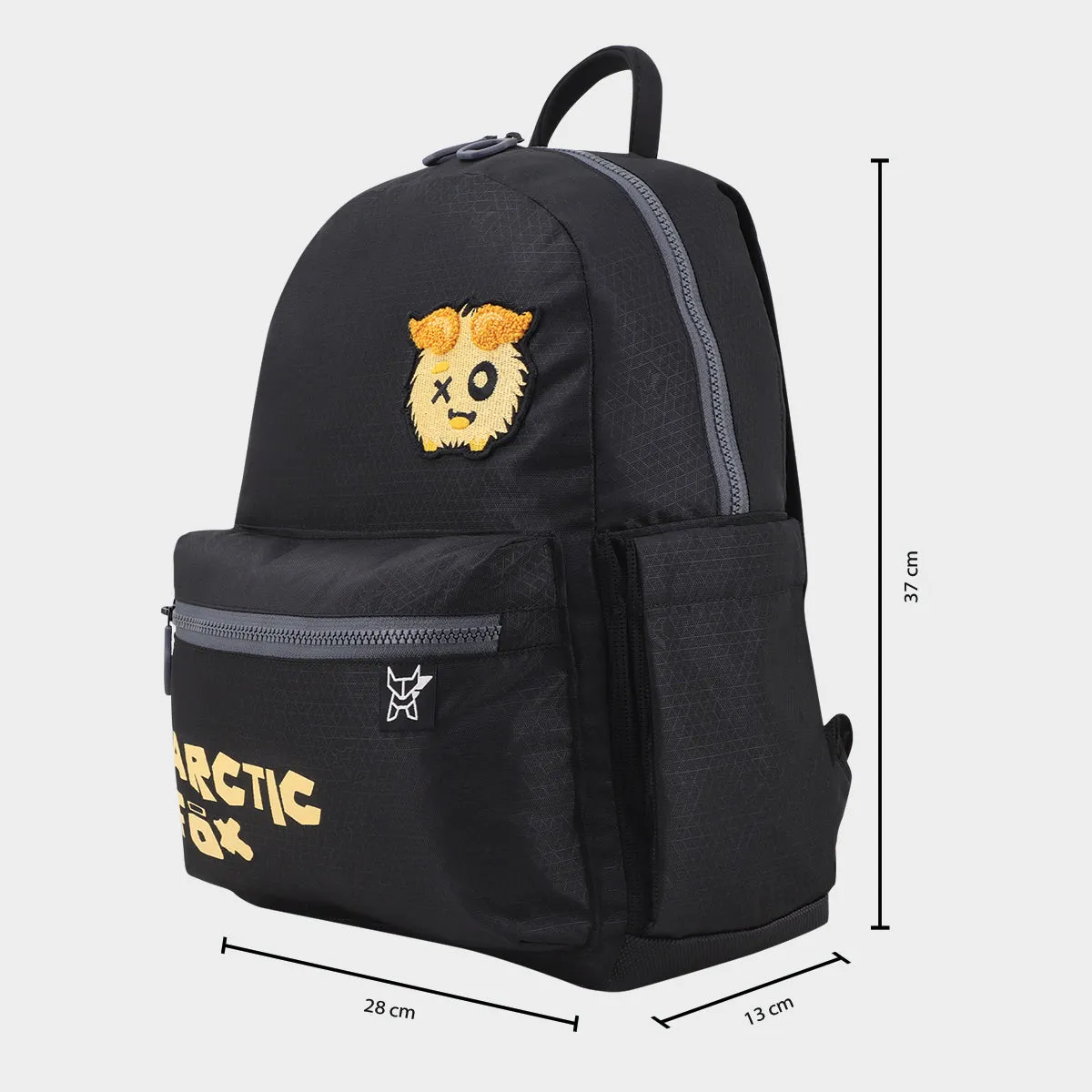 Arctic Fox Puff Black School Backpack for Boys and Girls