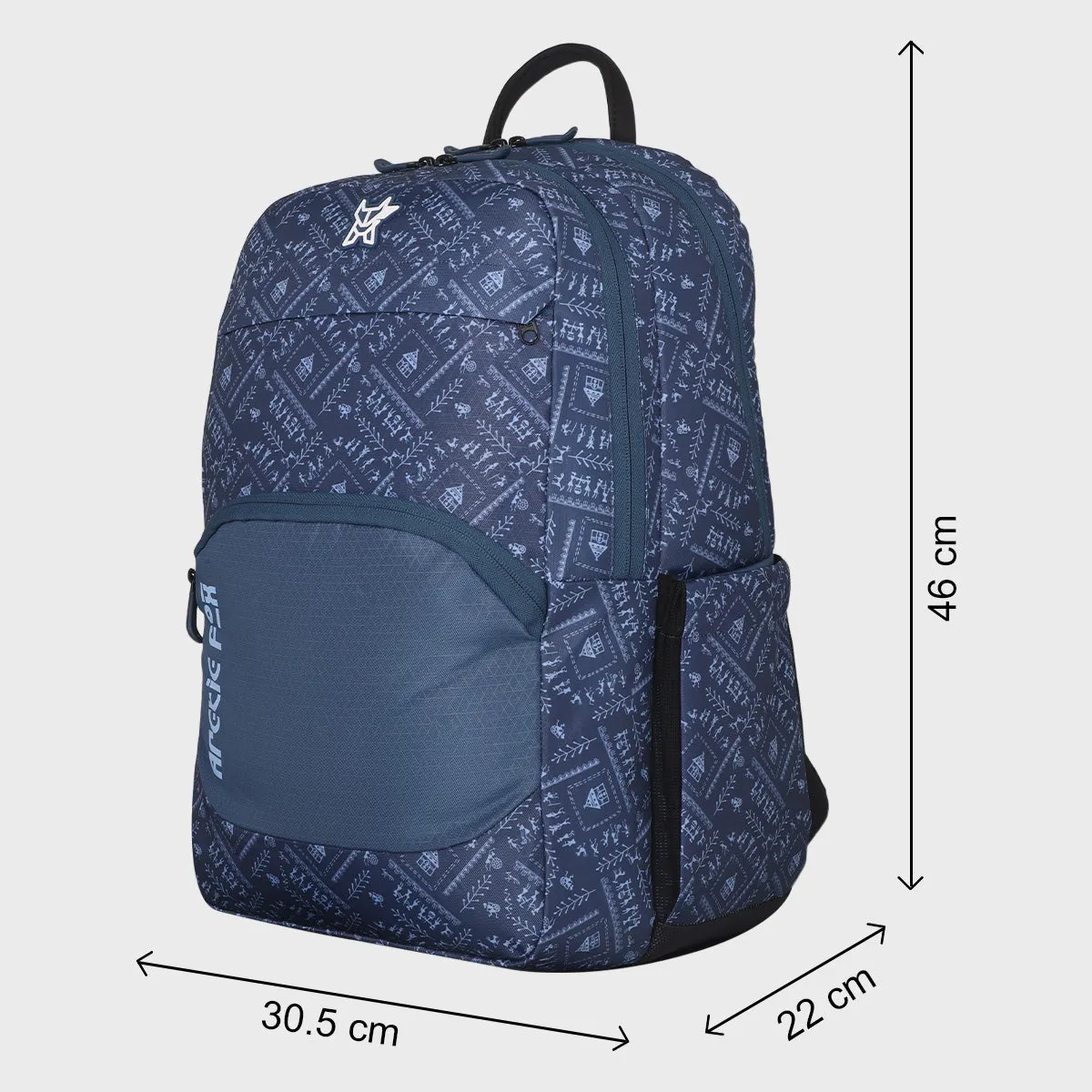 Arctic Fox Warli Dark Denim Laptop Backpack