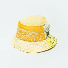 Bandana Patchwork BUCKET Hat (Short Brim) - Yellow