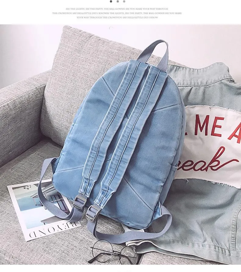 Blue Denim Canvas Travel 20 to 35 Litre Backpack