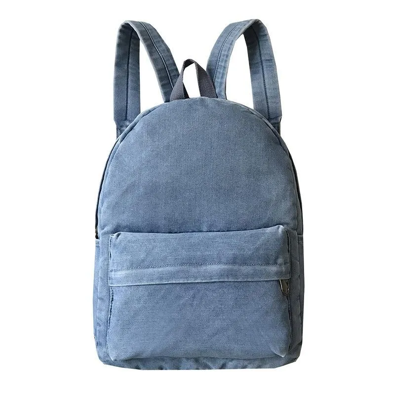 Blue Denim Canvas Travel 20 to 35 Litre Backpack