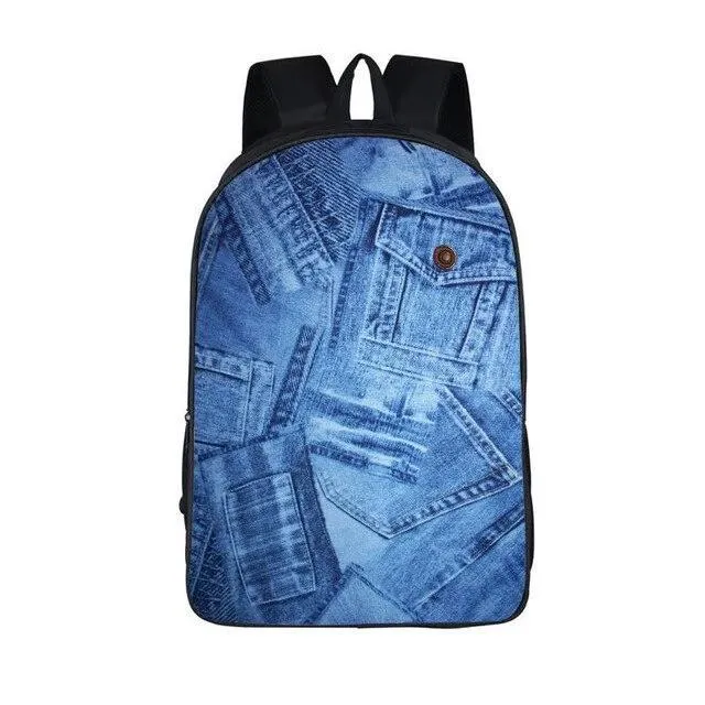 Blue Nylon Denim 20 to 35 Litre Backpack with Pet Design for Children