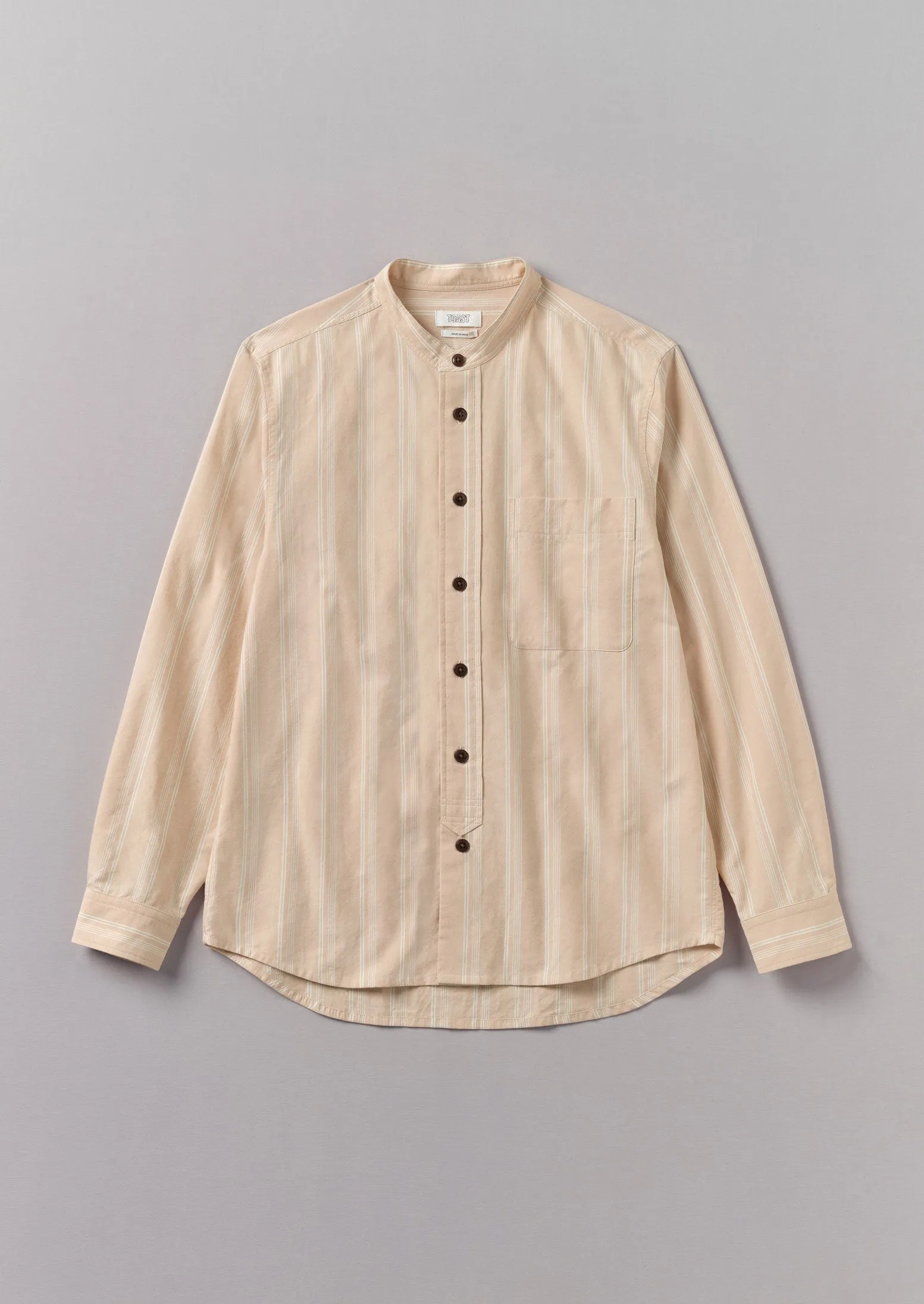 Bold Stripe Grandad Shirt | Desert Pink