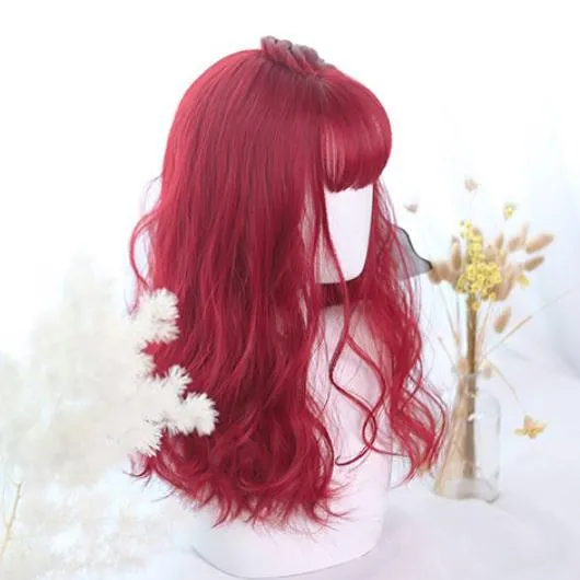 Bordeaux Red Curly Long Wig SD00212