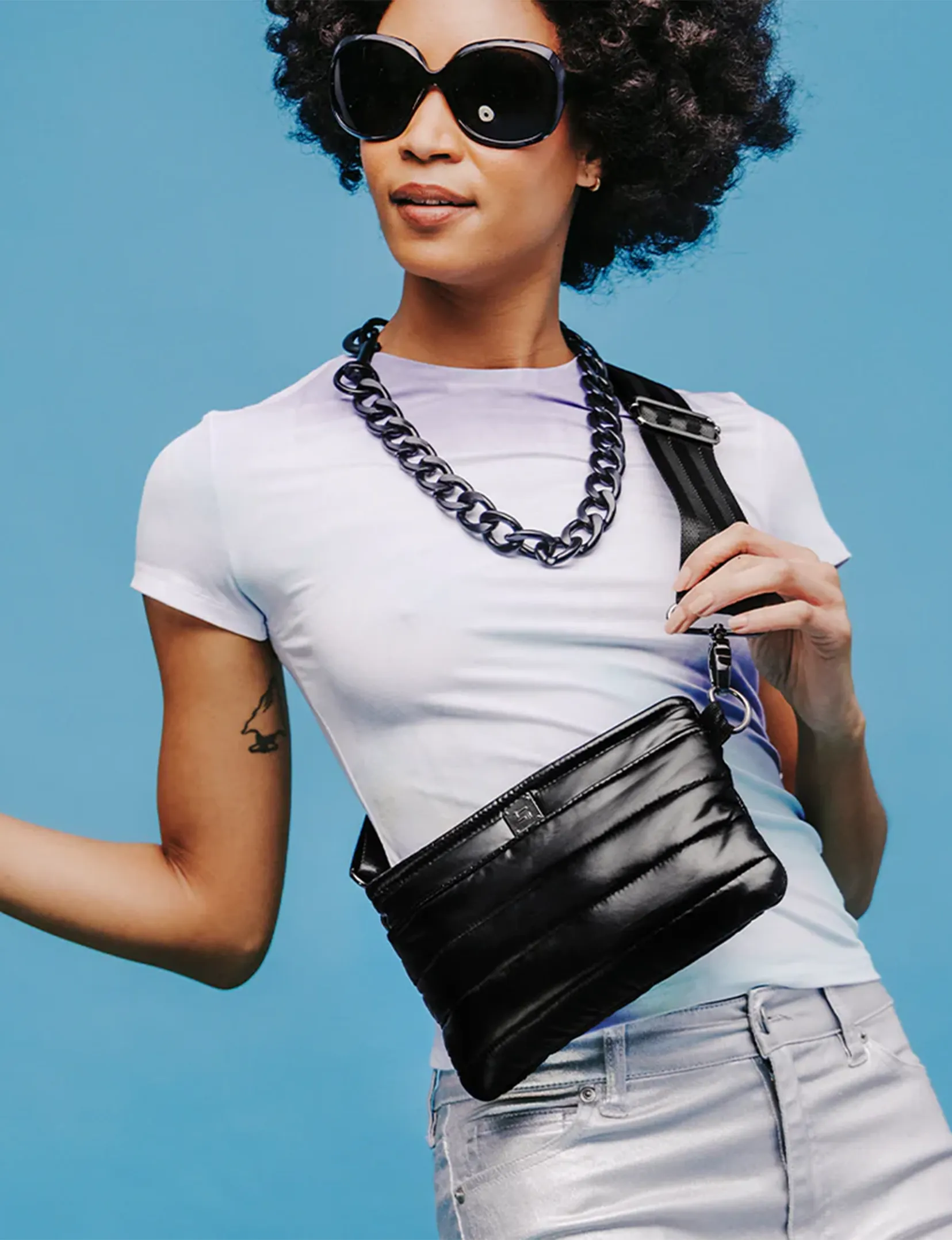 Bum Bag Crossbody, Pearl Black