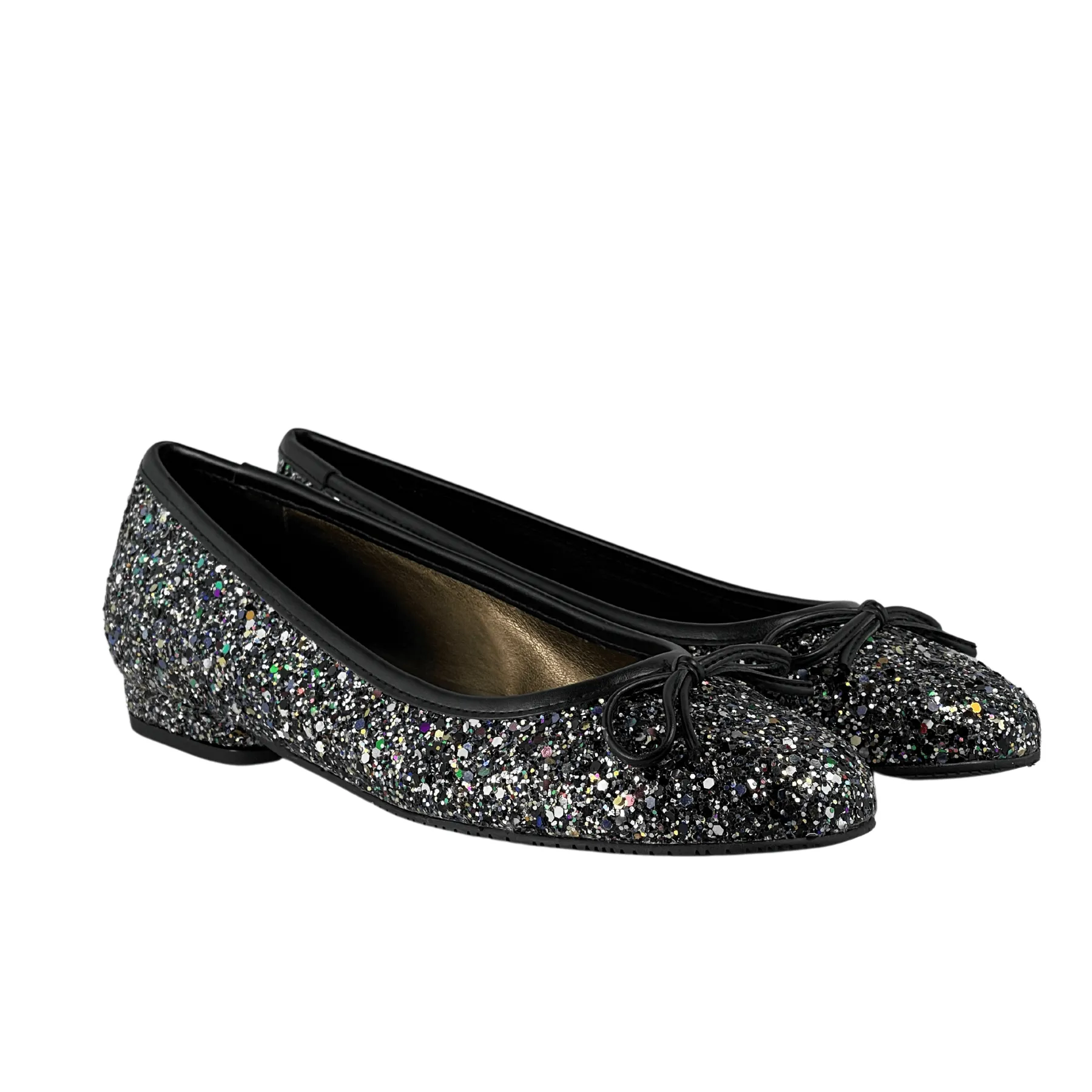 'Colince' vegan ballet flat by Zette Shoes - silver glitter