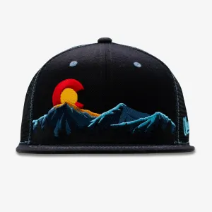 Colorado Mountain Night Time Flatbill Snapback Hat