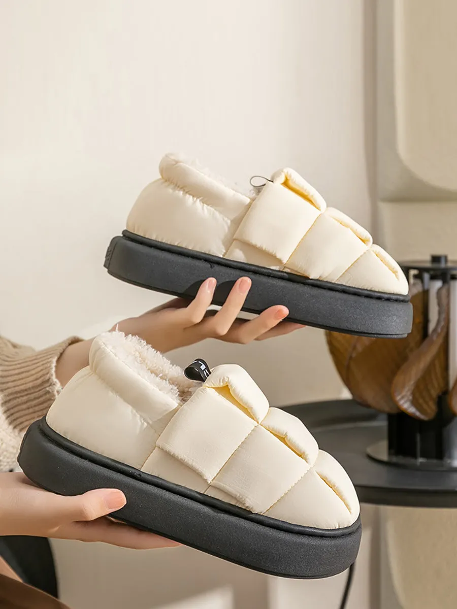 Couple Winter Indoor Colorblock Fleece-lined Shoes