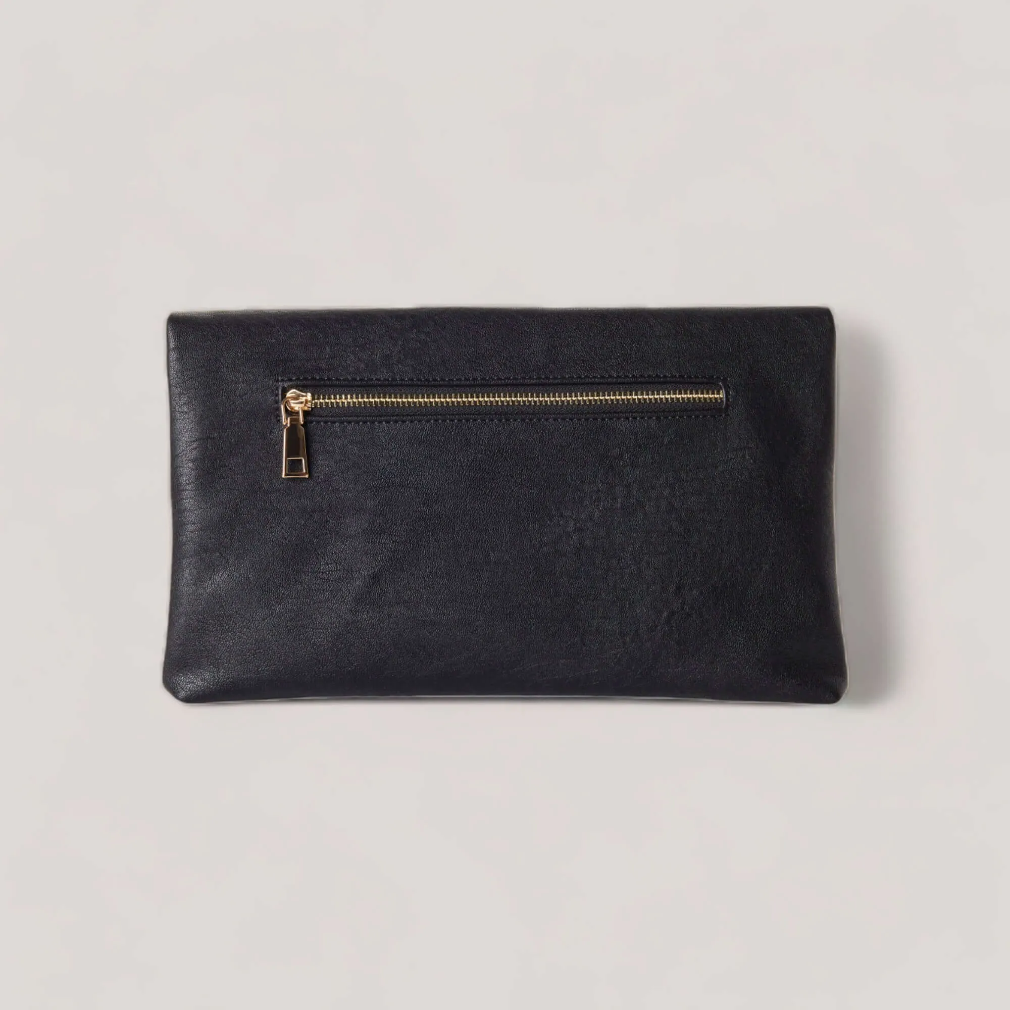 CYNDIE | Black Asymmetrical Fold over Clutch