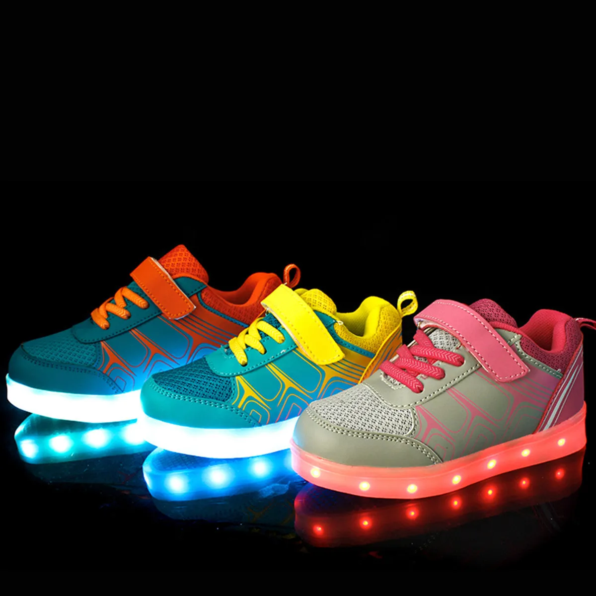 DoGeek Kids Light Up Shoes Mesh Net Design, for Boys and Girls, 7 Colors LED Light, Rechargeable (Choose Half Size Up)