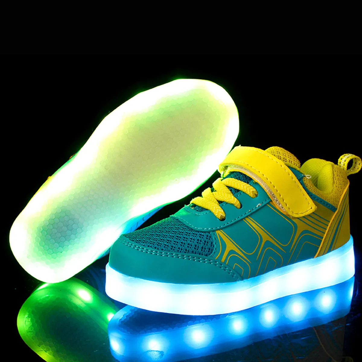 DoGeek Kids Light Up Shoes Mesh Net Design, for Boys and Girls, 7 Colors LED Light, Rechargeable (Choose Half Size Up)