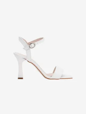 Donna Women's Open Toe Heeled Vegan Leather Wedding Shoes | White