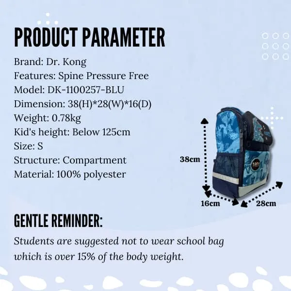 Dr. Kong Stylish S Size Blue Backpack DK-1100257 - Perfect for School & Travel (Retail Price: $119.90)