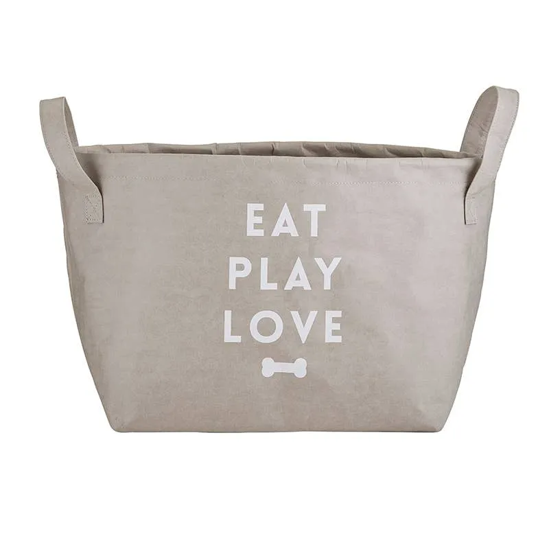 Eat Play Love Pet Storage Tote - Grey