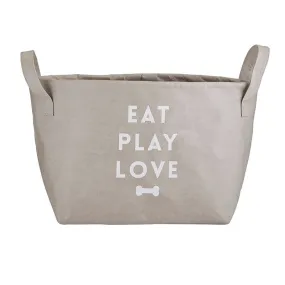 Eat Play Love Pet Storage Tote - Grey