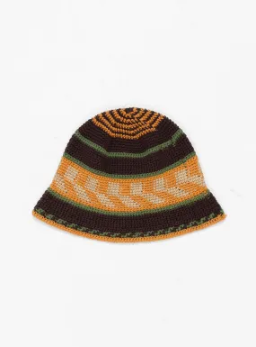 Fine Hand Knit Hat Brown Mix