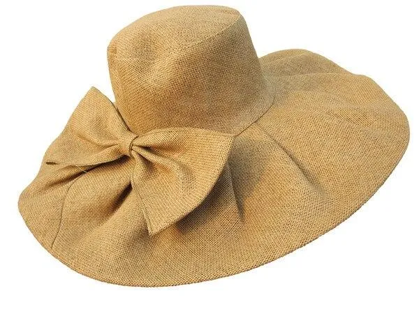 Floppy Wide Brim Linen Sun Hat with Bow