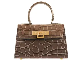 Fonteyn Mignon Orinoco 'Croc' Print Calf Leather Handbag - Taupe