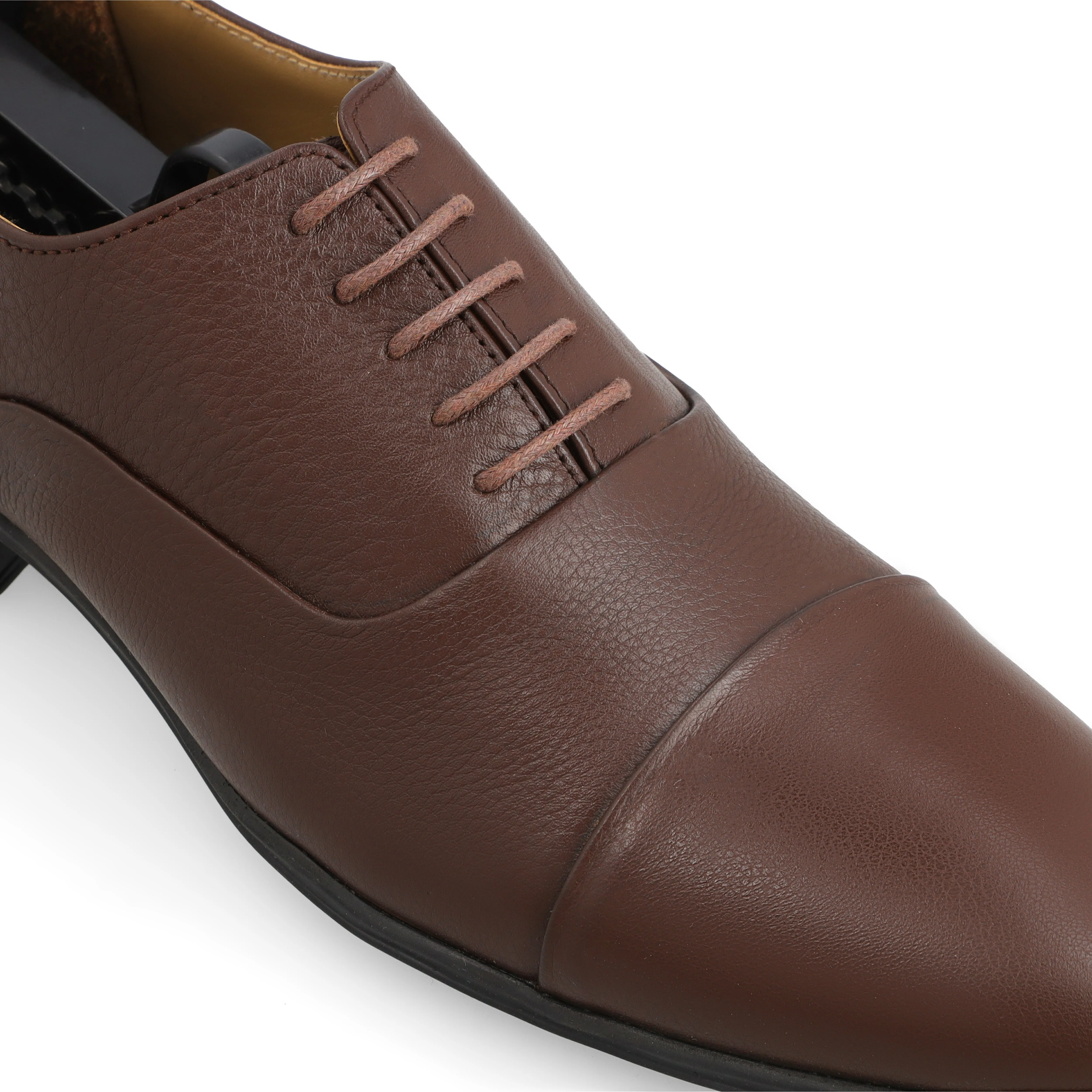 Grain leather Panelled Oxfords-Brown