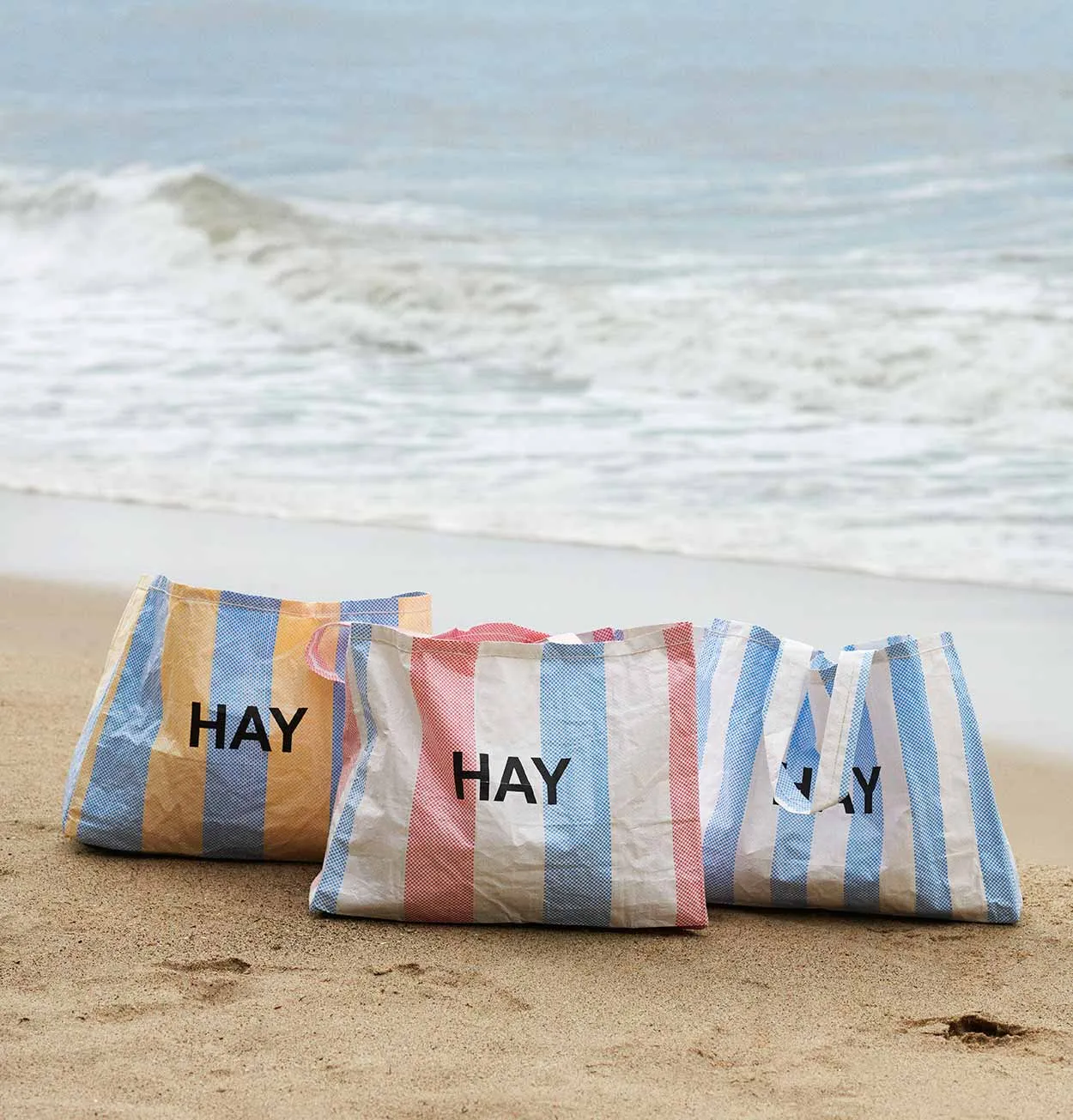 HAY Candy Stripe Shopper in Blue and White