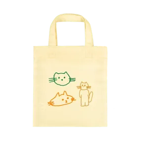 Ivory Mini Ecobag Cat Printing Totes Handbags Cute Purses Casual Picnic