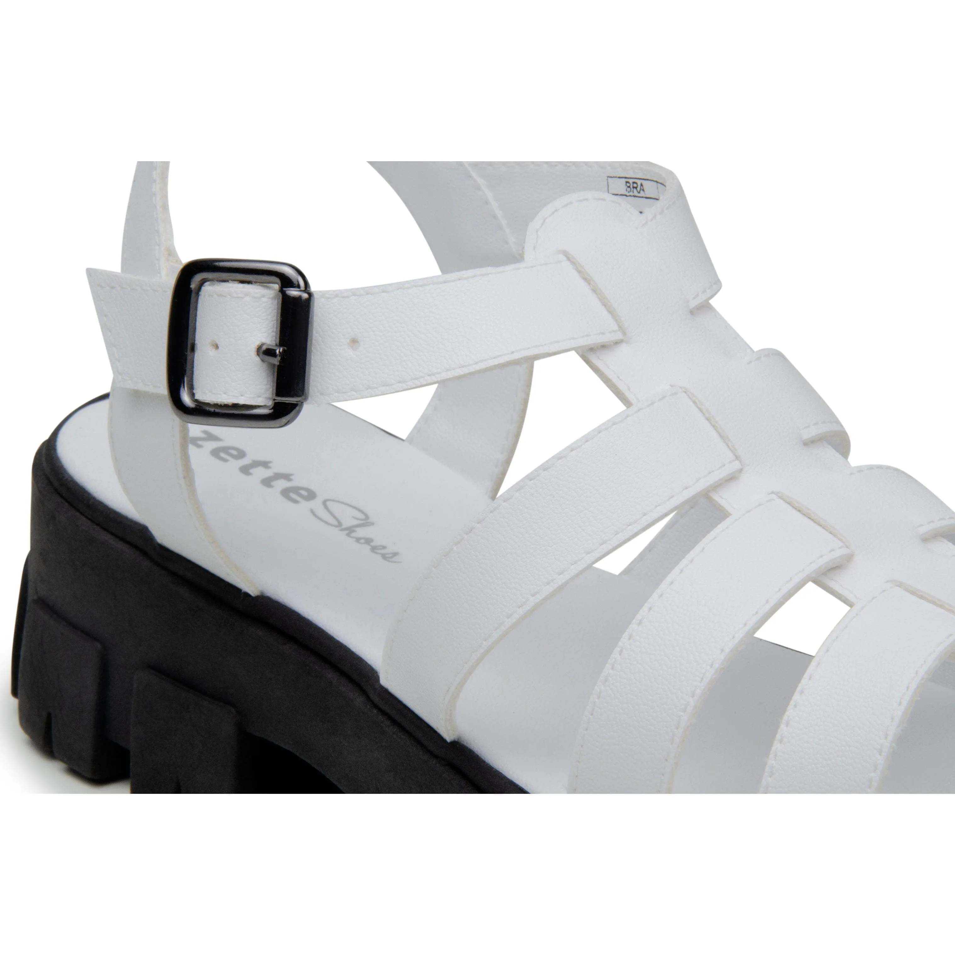 'Jess' corn-leather  sandal with lugged sole by Zette Shoes - white