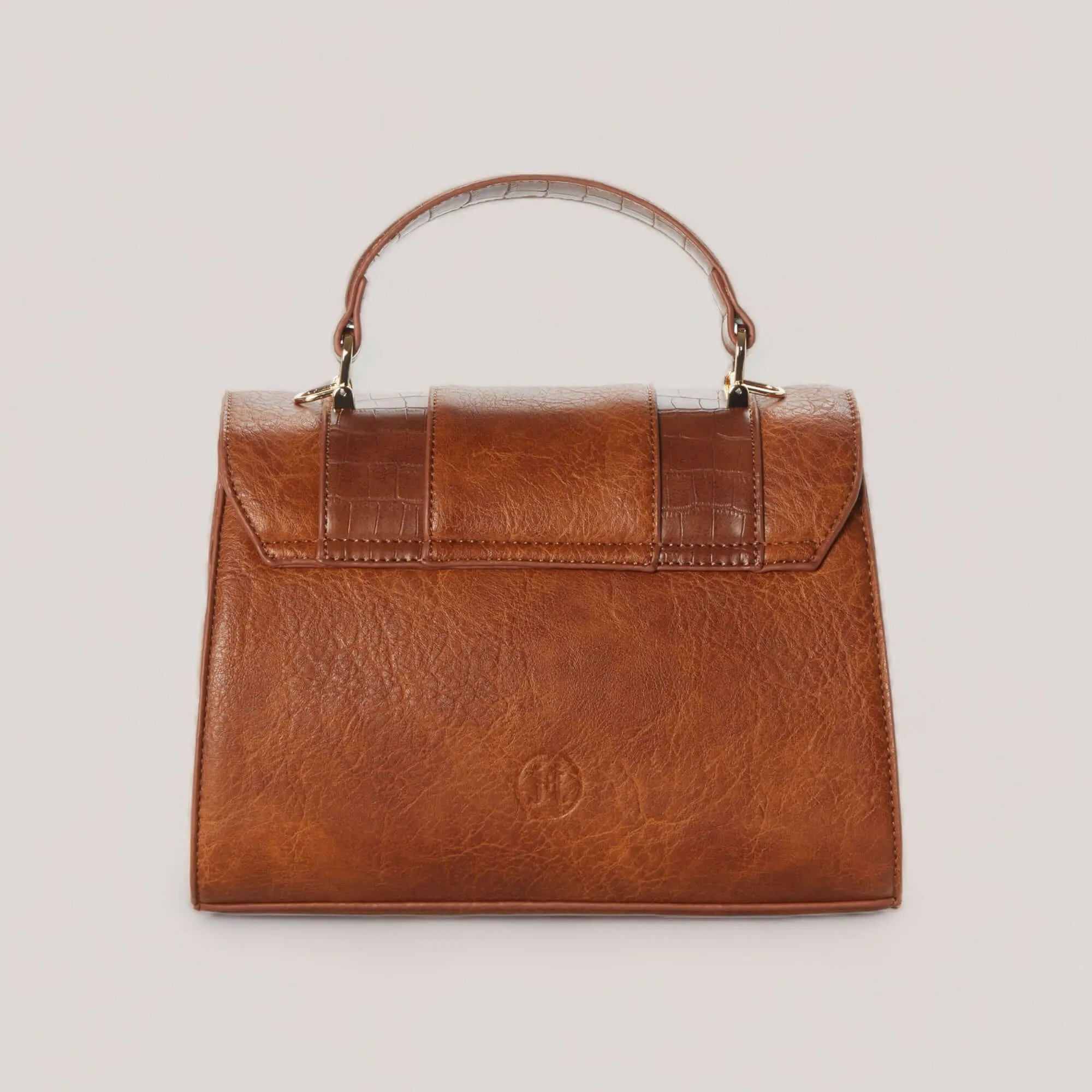 KENNEDY | Cognac Croco Trim Mini Satchel