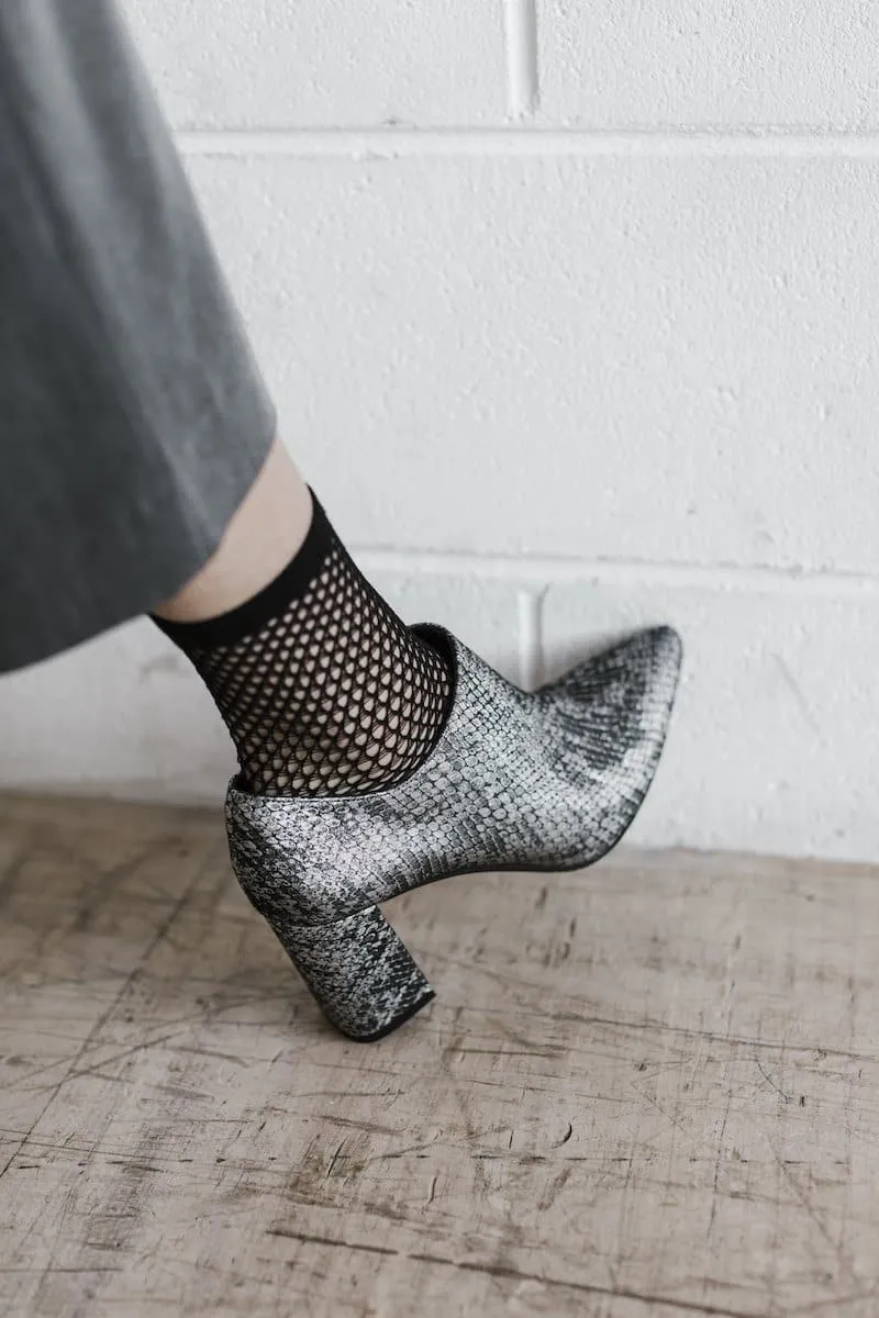 'Marnie' heeled bootie by Zette Shoes - charcoal snake