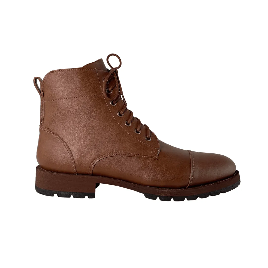 'New Crusoe' men's vegan boot by Zette Shoes - cognac