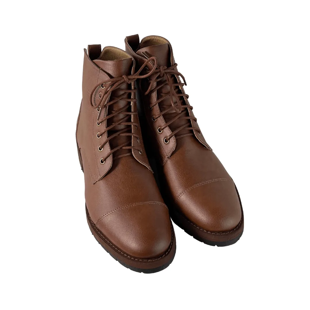 'New Crusoe' men's vegan boot by Zette Shoes - cognac