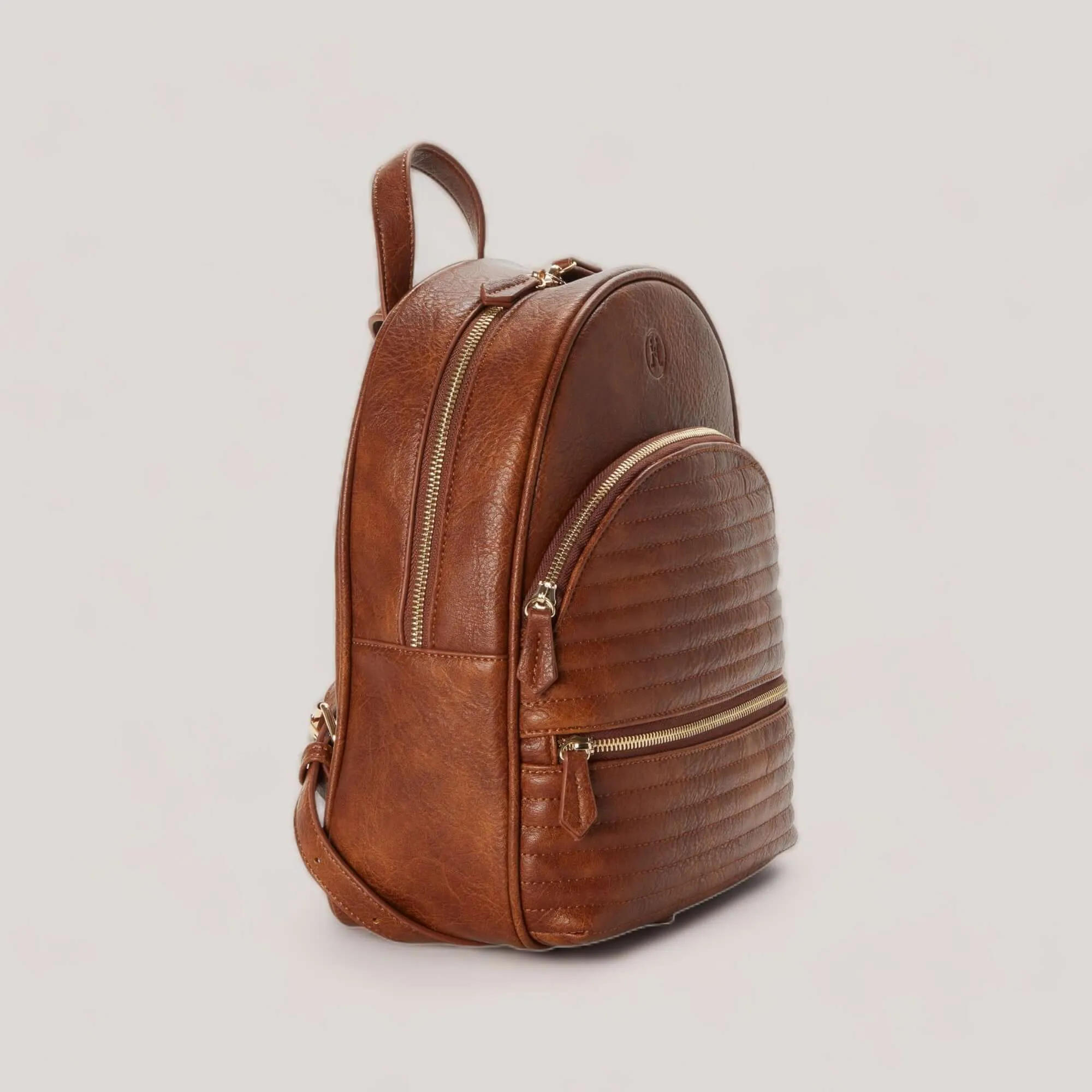 NINA II | Cognac Quilted Midi Backpack