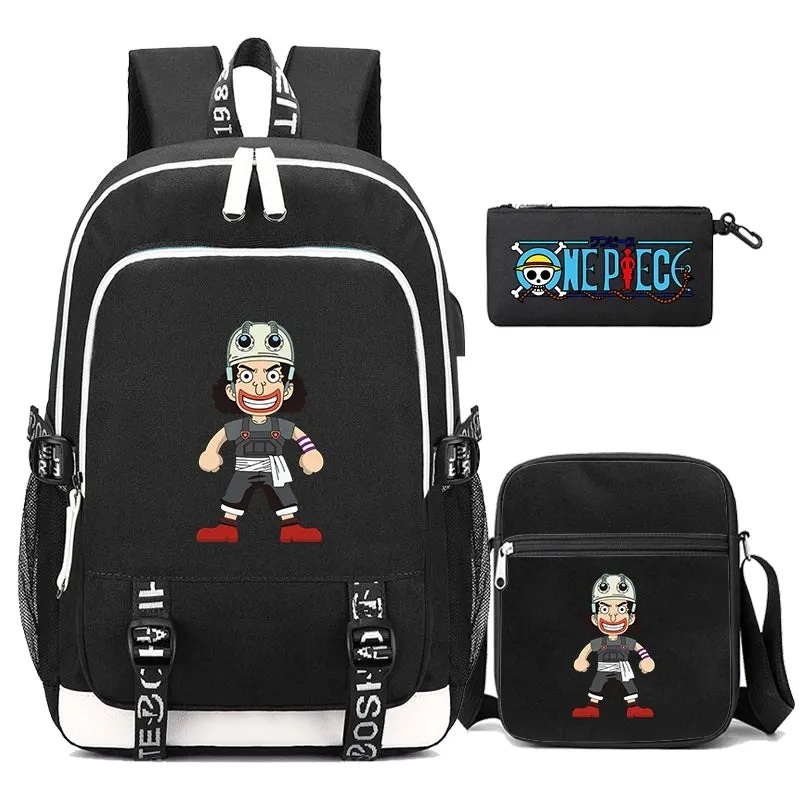 One Piece Anime Book Bags 3Pcs/Set Large Capacity Backpacks Teenage Student School Bags