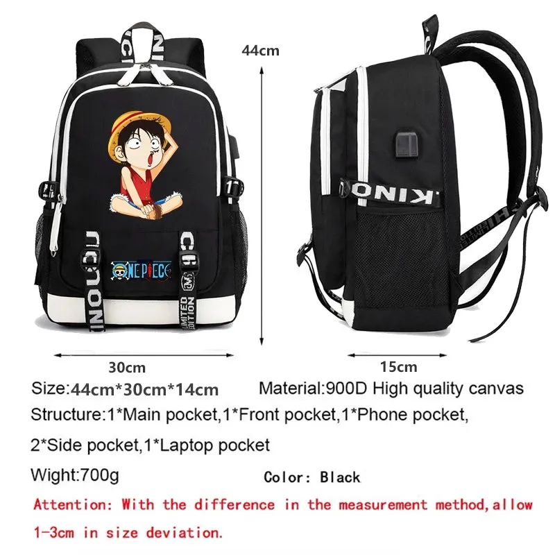 One Piece Anime Book Bags 3Pcs/Set Large Capacity Backpacks Teenage Student School Bags