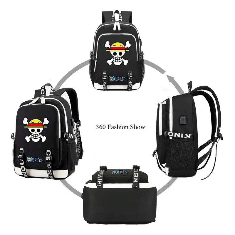 One Piece Anime Book Bags 3Pcs/Set Large Capacity Backpacks Teenage Student School Bags