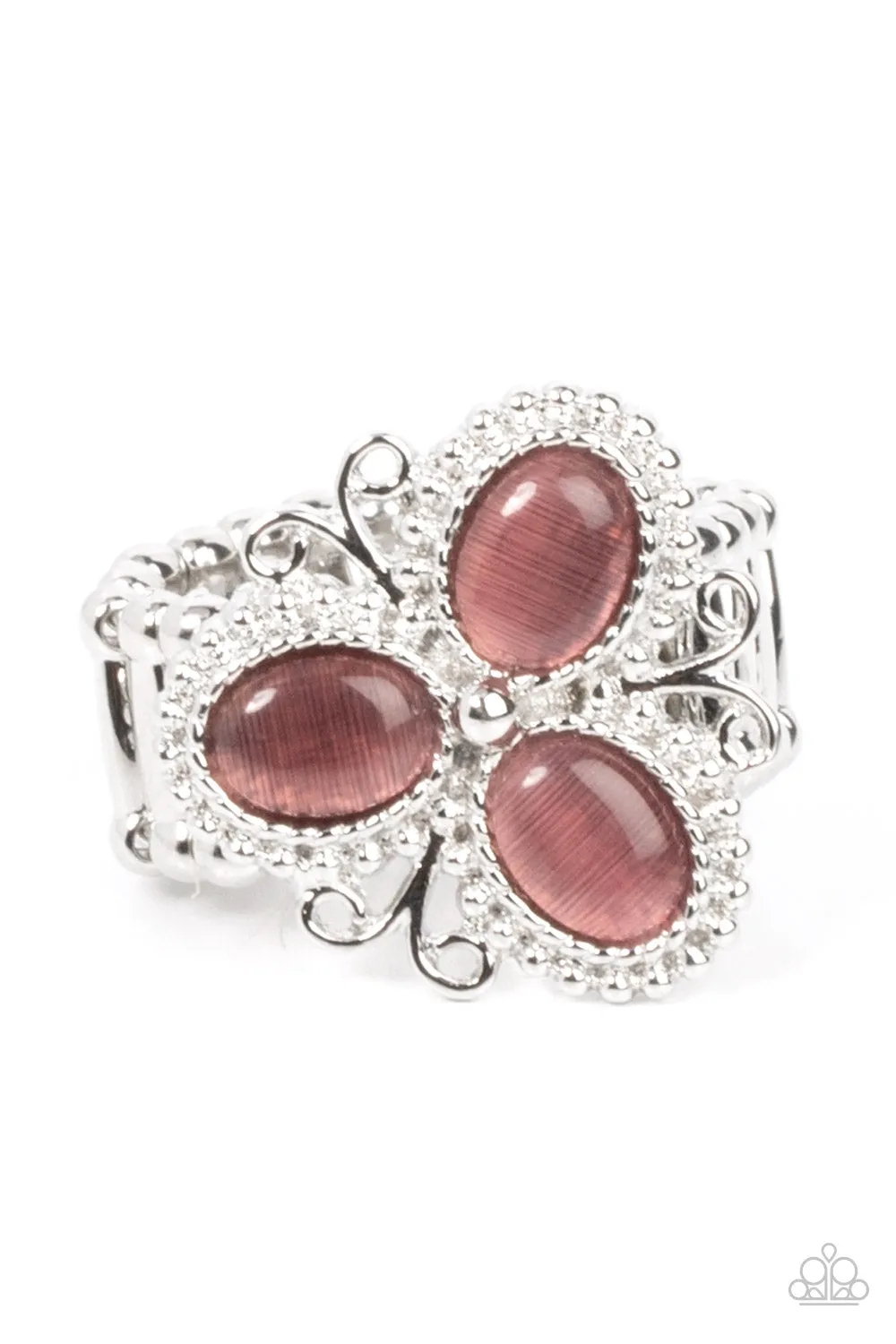 Paparazzi Bewitched Blossoms - Purple Cat's Eye Stone Floral Ring