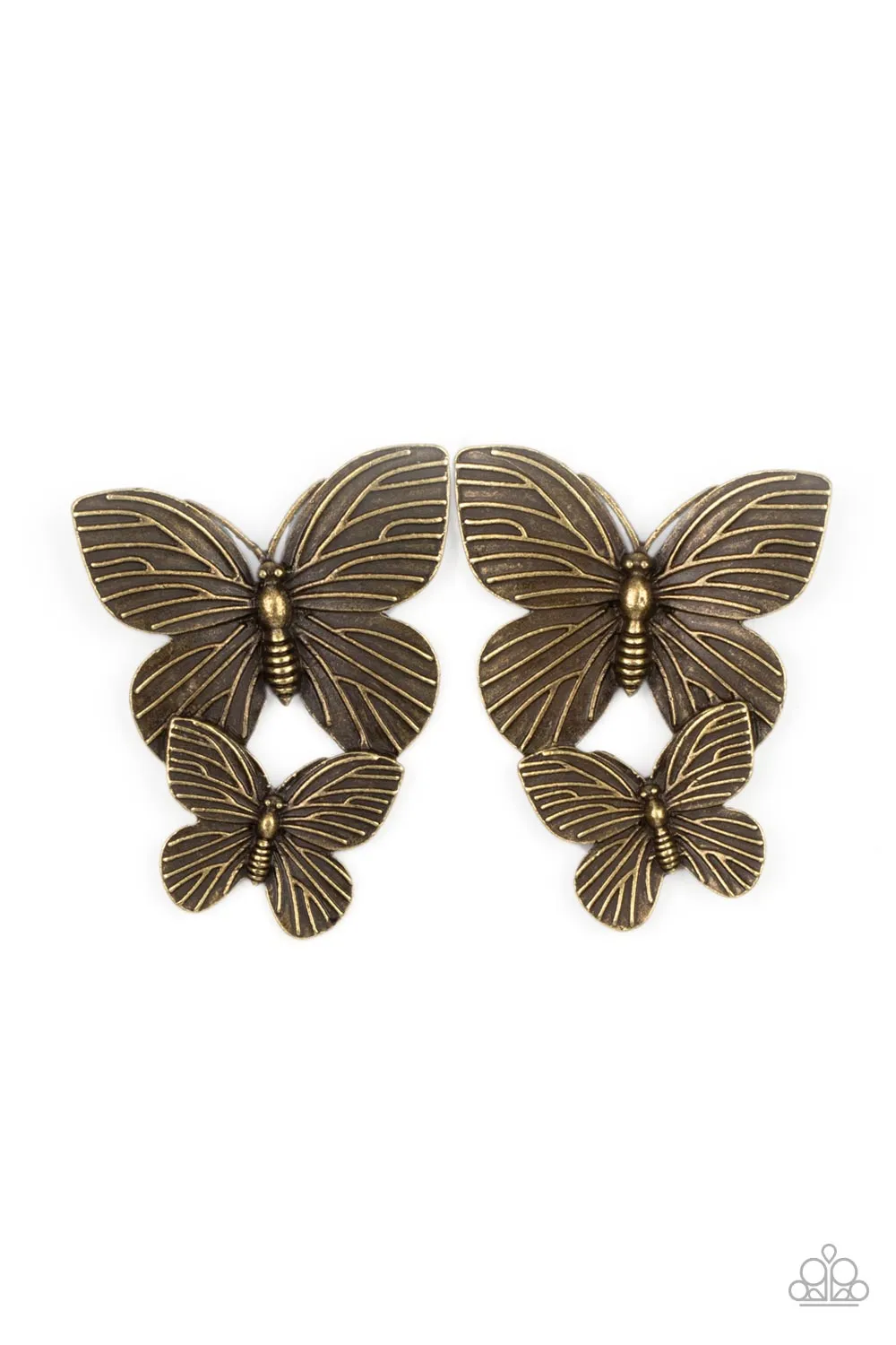 Paparazzi Blushing Butterflies - Brass Post Earrings