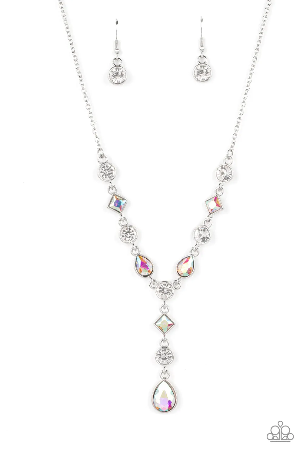 Paparazzi Forget the Crown - Multi Iridescent Dainty Necklace