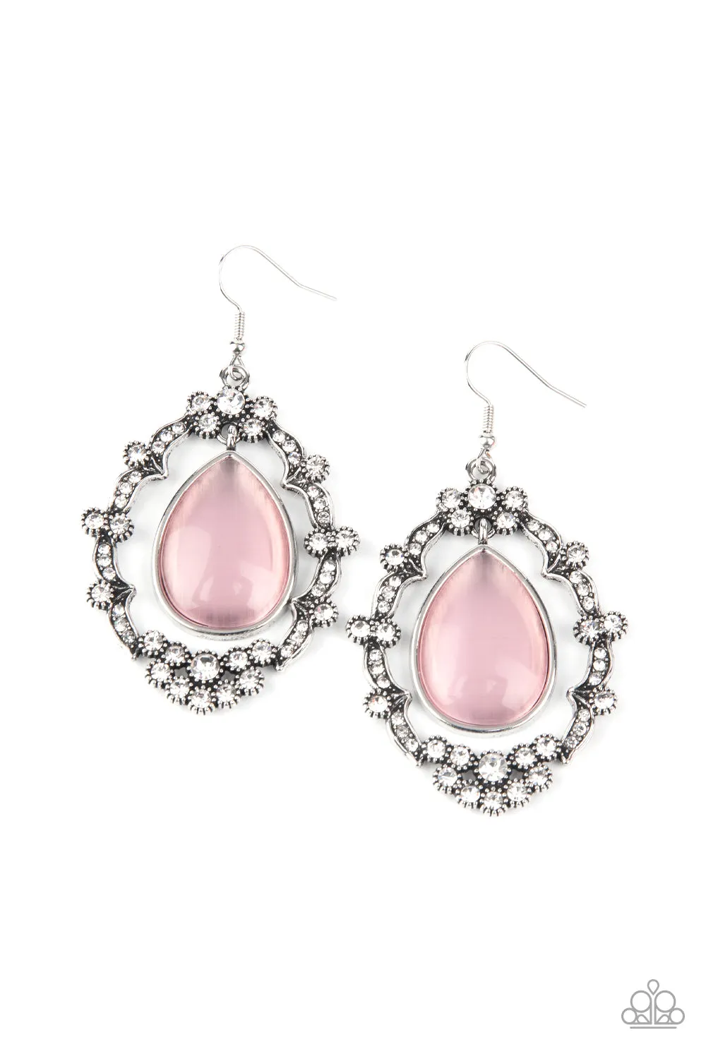 Paparazzi Icy Eden - Pink Cat's Eye Stone Earring