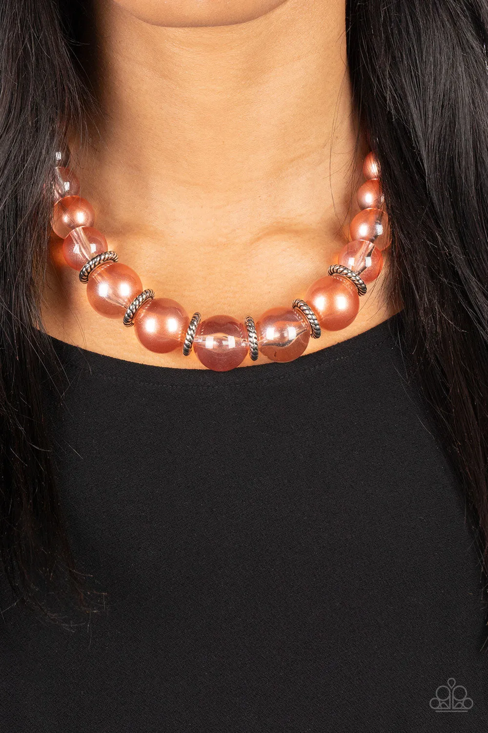 Paparazzi Marina Mirage - Orange Pearly Coral Short Necklace