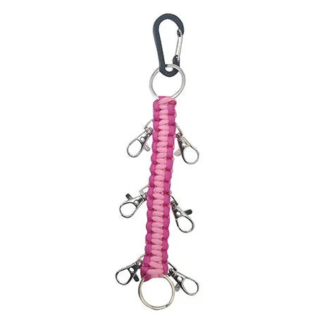 Pink/Hot Pink NGIL Paracord Cheer Hairbow Holder for Backpack, Dance Team Hairbow Keychain with Carabiner