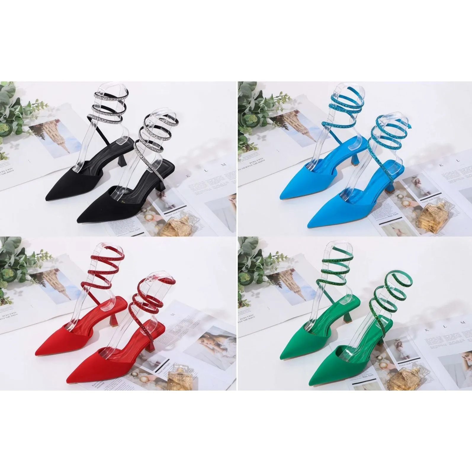 Pointed Toe Spiral Sling Heel