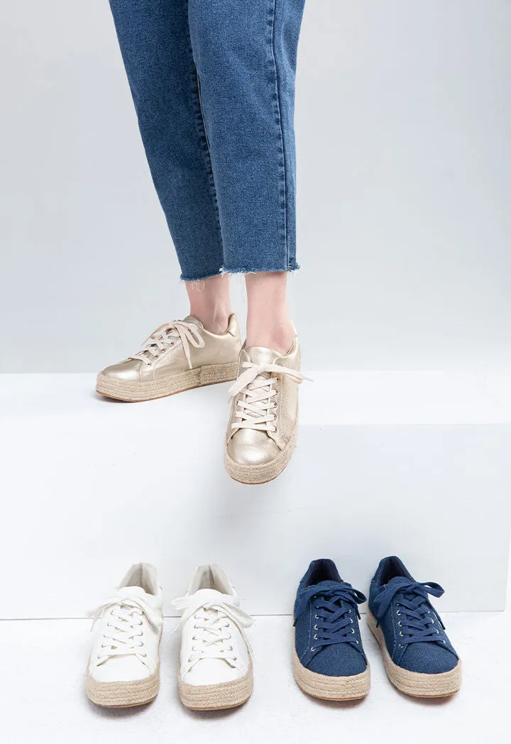 Semi-Espadrilles Lace Up Rubber Shoes