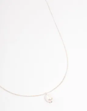 Silver Freshwater Pearl Drop Necklace